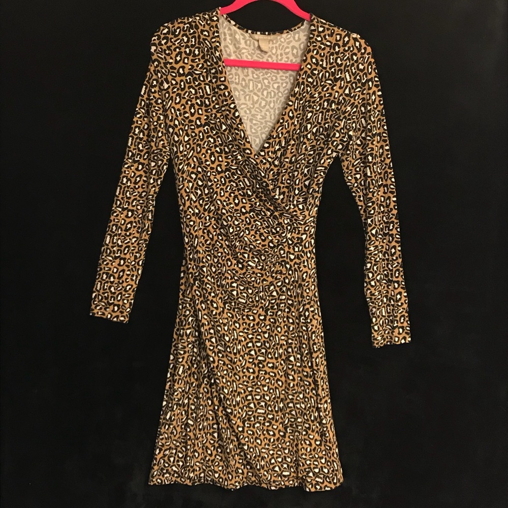 Banana Republic faux wrap leopard print dress